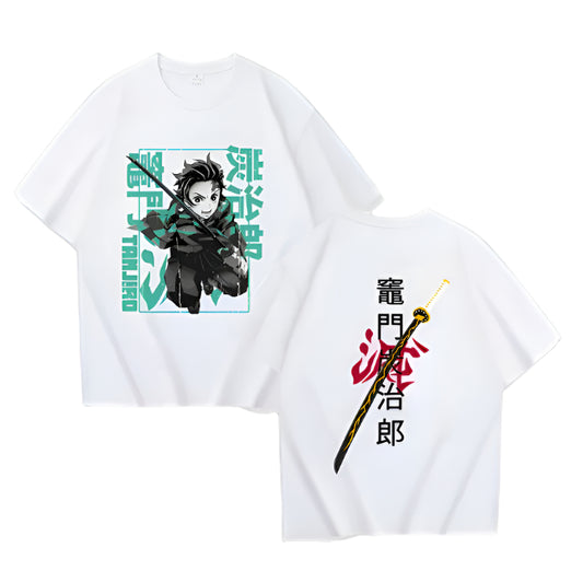 Demon Slayer Tanjiro Kamado T-Shirt beidseitig - Senpai Style