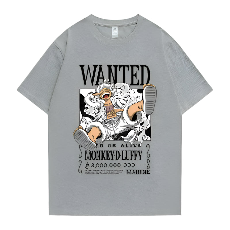 One Piece Monkey D. Ruffy Wanted Baumwollen T-Shirt - Senpai Style