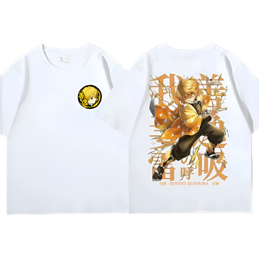 Demon Slayer Zenitsu Baumwollen T-Shirt - Senpai Style