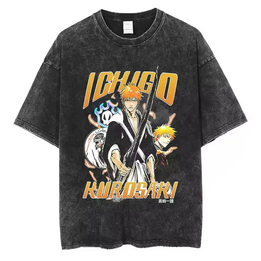 Bleach Ichigo Kurosaki Vintage Baumwollen T-Shirt