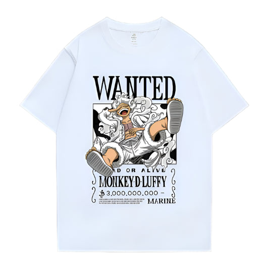 One Piece Monkey D. Ruffy Wanted Baumwollen T-Shirt - Senpai Style