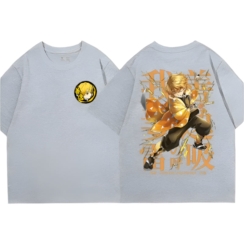 Demon Slayer Zenitsu Baumwollen T-Shirt - Senpai Style