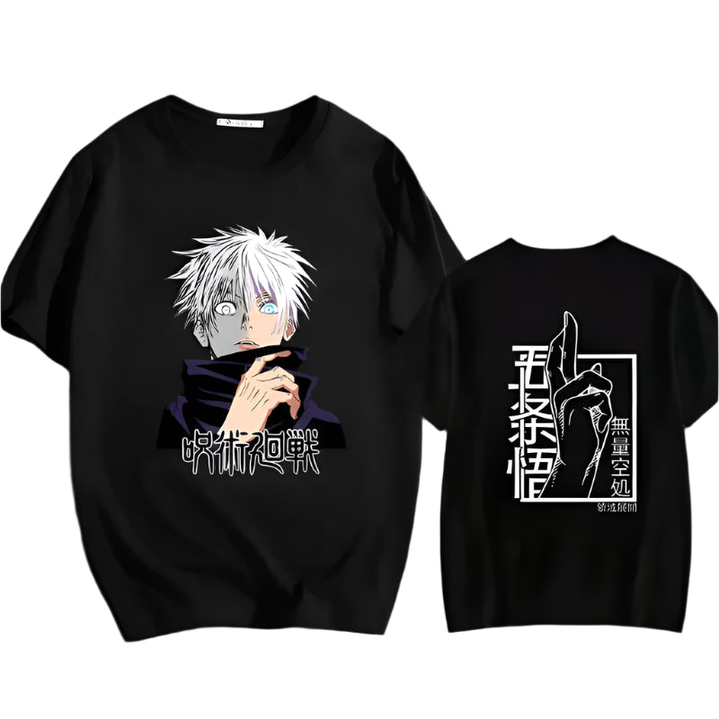 Jujutsu Kaisen Satoru Gojo Blue Eyes Baumwollen T-Shirt - Senpai Style