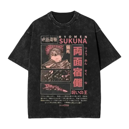 Jujutsu Kaisen Ryomen Sukuna Vintage Baumwollen T-Shirt - Senpai Style
