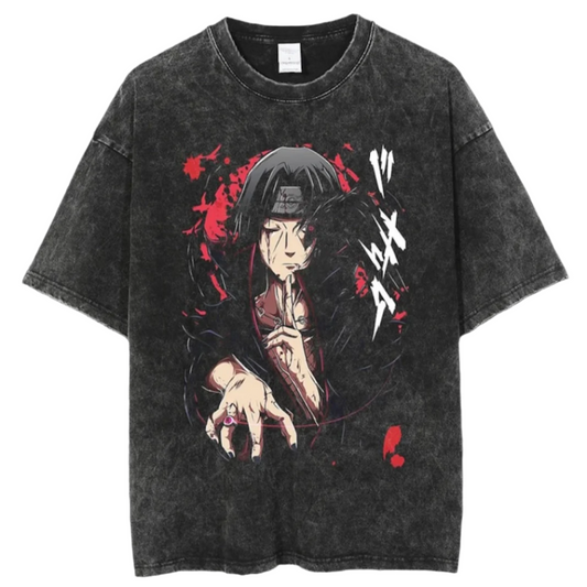 Itachi Uchiha Vintage Baumwollen T-Shirt - Senpai Style