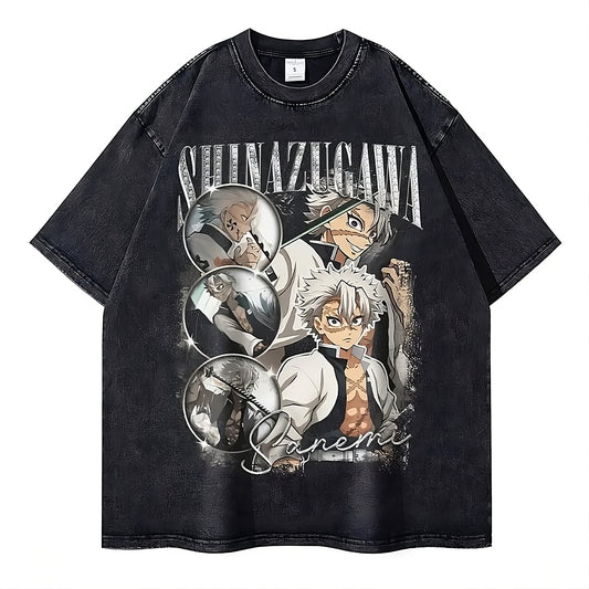 Demon Slayer Säulen Vintage Baumwollen T-Shirts