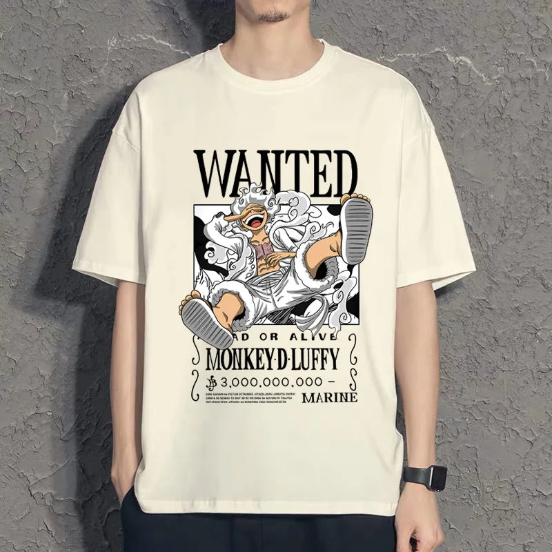 One Piece Monkey D. Ruffy Wanted Baumwollen T-Shirt - Senpai Style