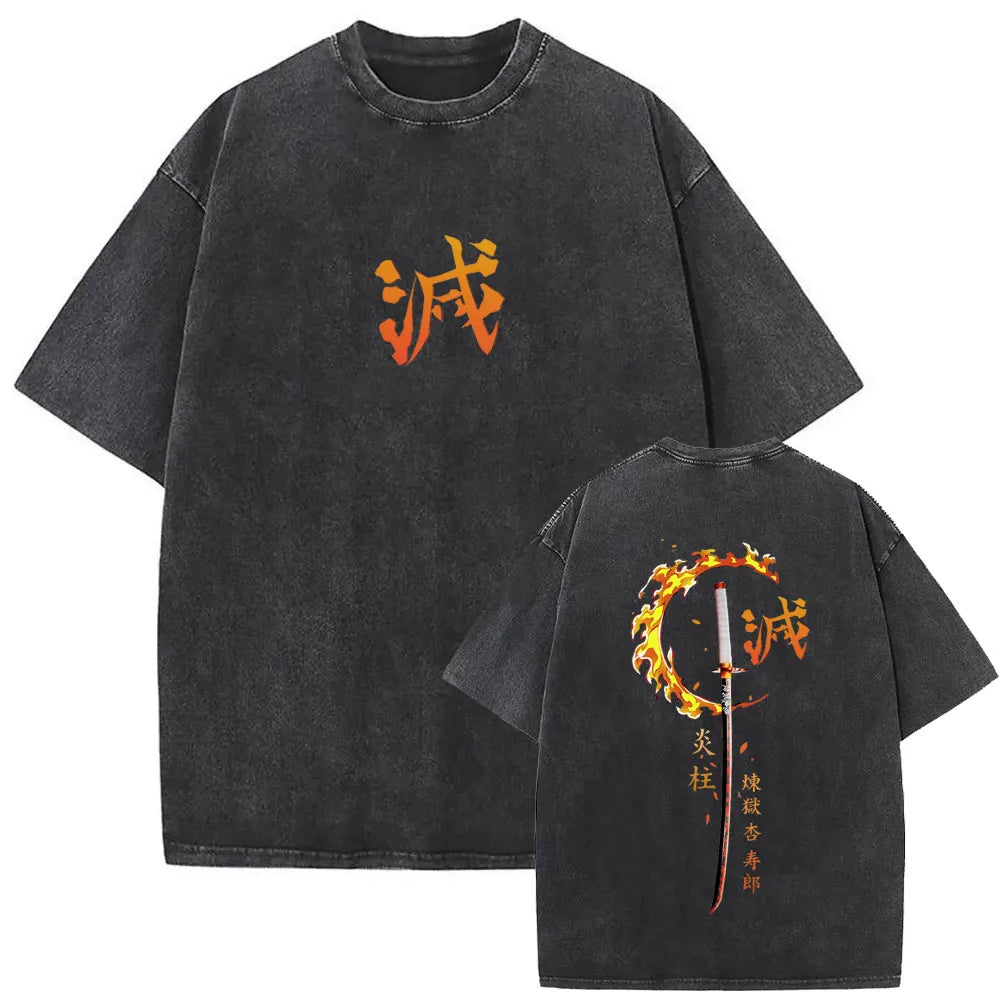 Rengoku Kyoujurou Vintage Baumwollen T-Shirt