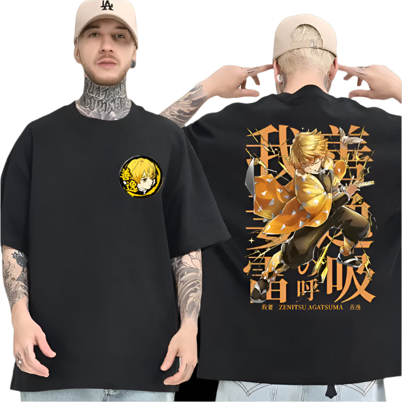 Demon Slayer Zenitsu Baumwollen T-Shirt - Senpai Style