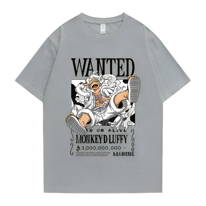 One Piece Monkey D. Ruffy Wanted Baumwollen T-Shirt - Senpai Style