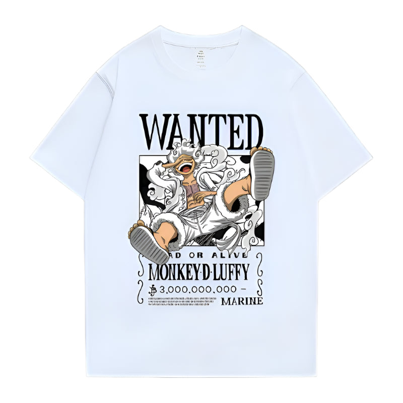 One Piece Monkey D. Ruffy Wanted Baumwollen T-Shirt - Senpai Style
