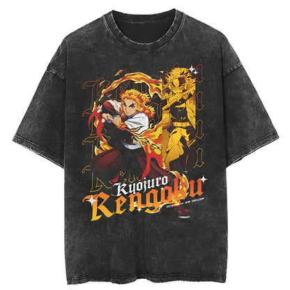 Rengoku Kyoujurou vintage cotton t-shirt