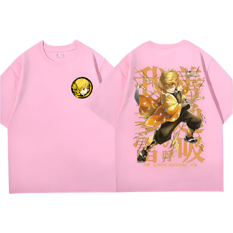 Demon Slayer Zenitsu Baumwollen T-Shirt - Senpai Style