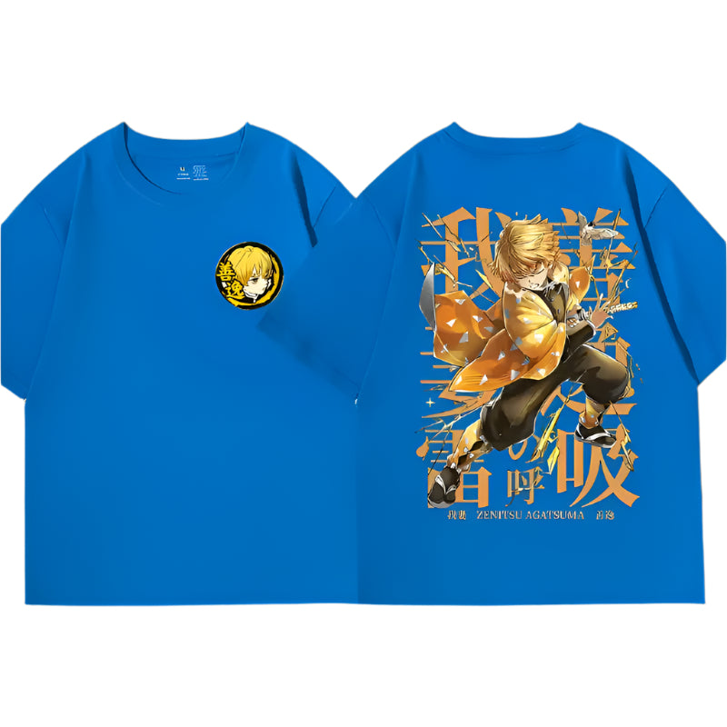 Demon Slayer Zenitsu Baumwollen T-Shirt - Senpai Style