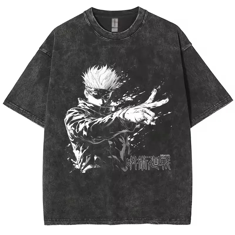 Jujutsu Kaisen Gojo Vintage Baumwollen T-Shirts