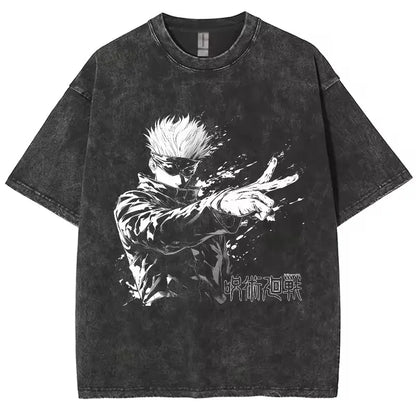 Jujutsu Kaisen Gojo Vintage Baumwollen T-Shirts