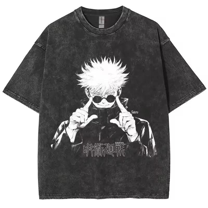Jujutsu Kaisen Gojo Vintage Baumwollen T-Shirts