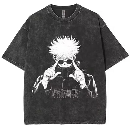 Jujutsu Kaisen Gojo Vintage Baumwollen T-Shirts