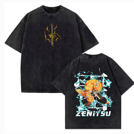 Zenitsu Agatsuma Vintage Baumwollen T-Shirt