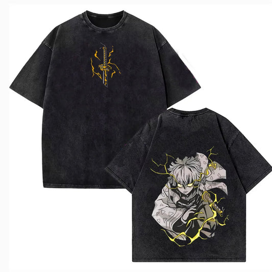 Zenitsu Agatsuma Vintage Baumwollen T-Shirt