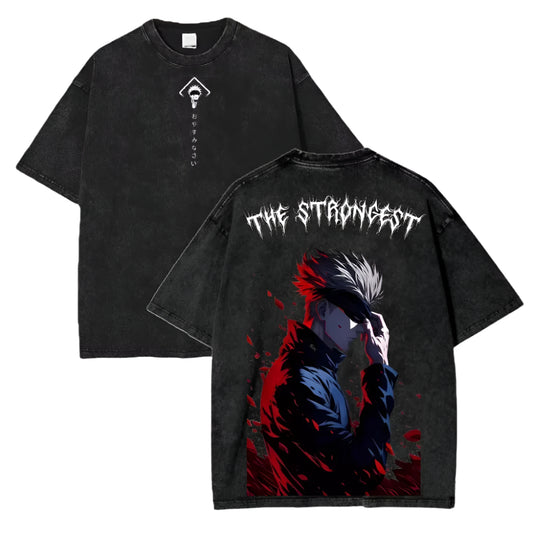 Jujutsu Kaisen Satoru Gojo Vintage Baumwollen T-Shirt beidseitig