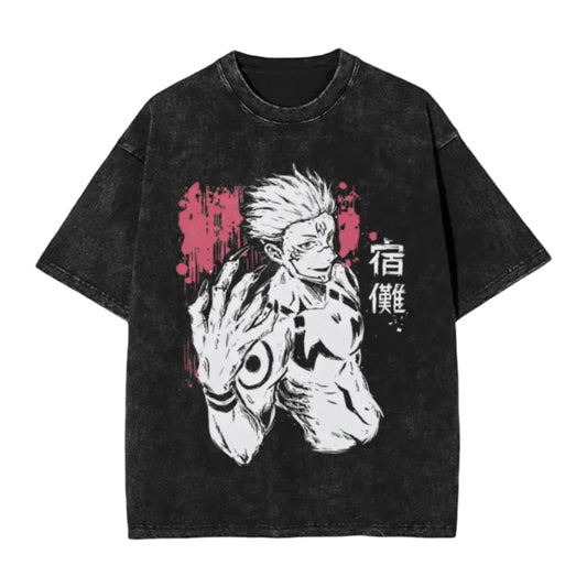 Jujutsu Kaisen Ryomen Sukuna Vintage Baumwollen T-Shirt - Senpai Style