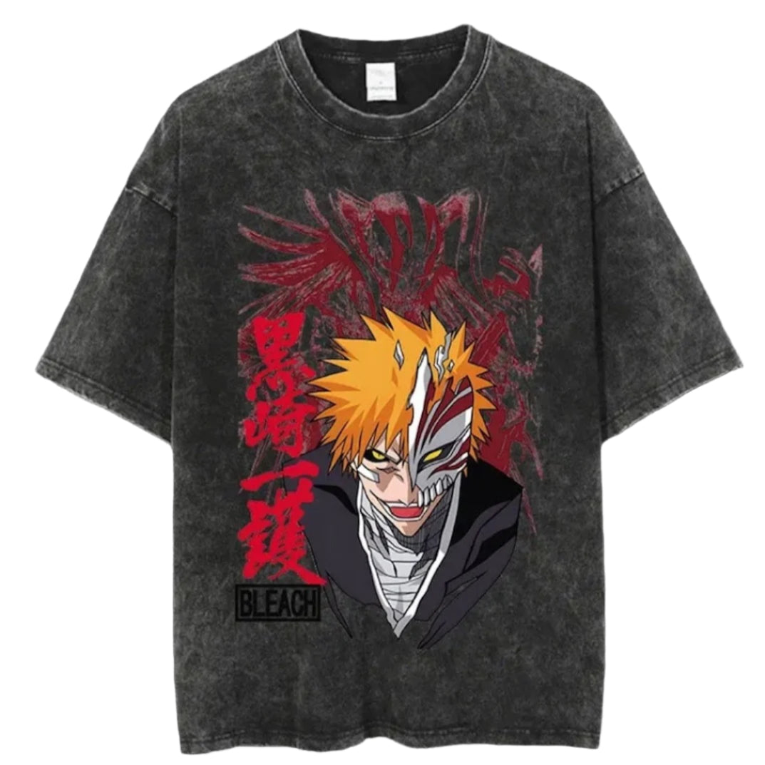 Bleach Ichigo Kurosaki Vintage Baumwollen T-Shirt - Senpai Style
