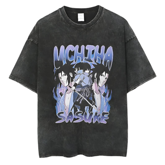Sasuke Uchiha Vintage Baumwollen T-Shirt - Senpai Style