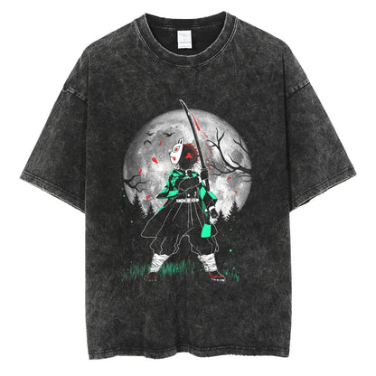 Demon Slayer Tanjiro Kamado Vintage Baumwollen T-Shirt