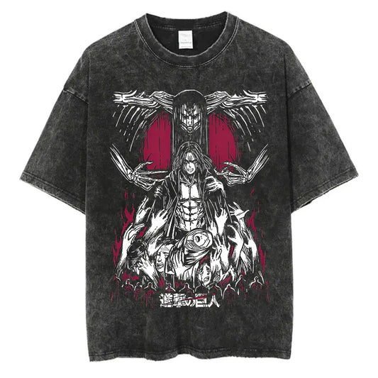 Attack on Titan Eren Jäger Vintage Baumwollen T-Shirts