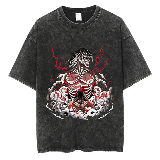 Attack on Titan Eren Jäger Vintage Baumwollen T-Shirts