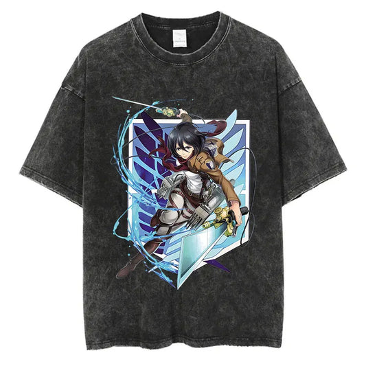 Attack on Titan Mikasa Ackermann Vintage Baumwollen T-Shirt