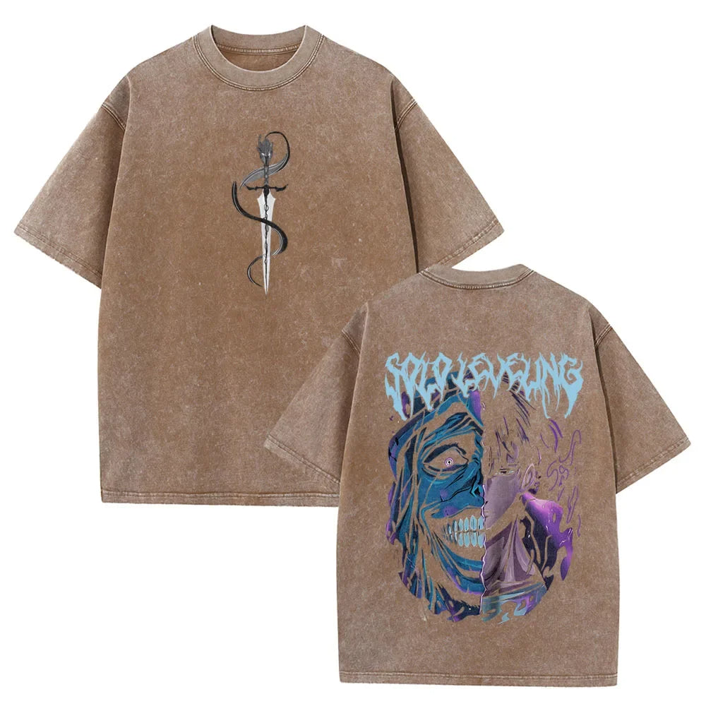 Solo Leveling Vintage Baumwollen T-Shirts - Senpai Style