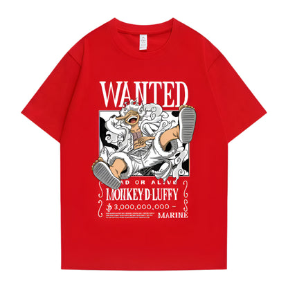 One Piece Monkey D. Ruffy Wanted Baumwollen T-Shirt - Senpai Style