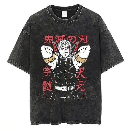 Demon Slayer Säulen Vintage Baumwollen T-Shirts